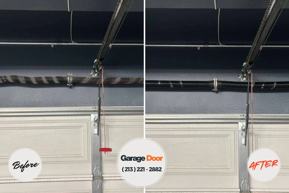 Before and after: garage door repair Garden Ridge, TX